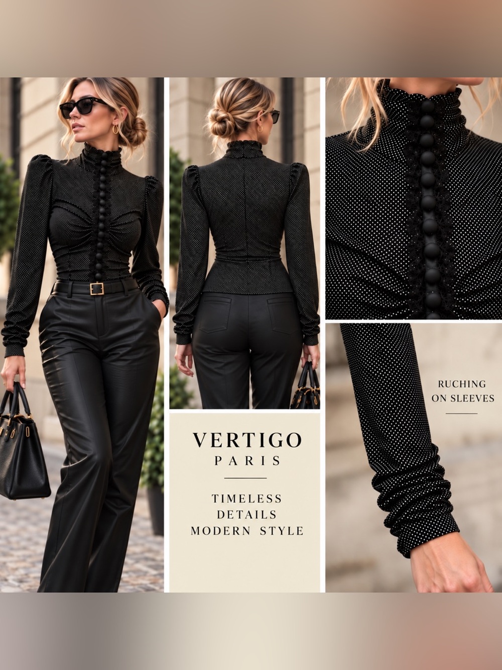 Vertigo Paris Black & White Micro Polka Dot Blouse.
Size:L
🆕 NWT!